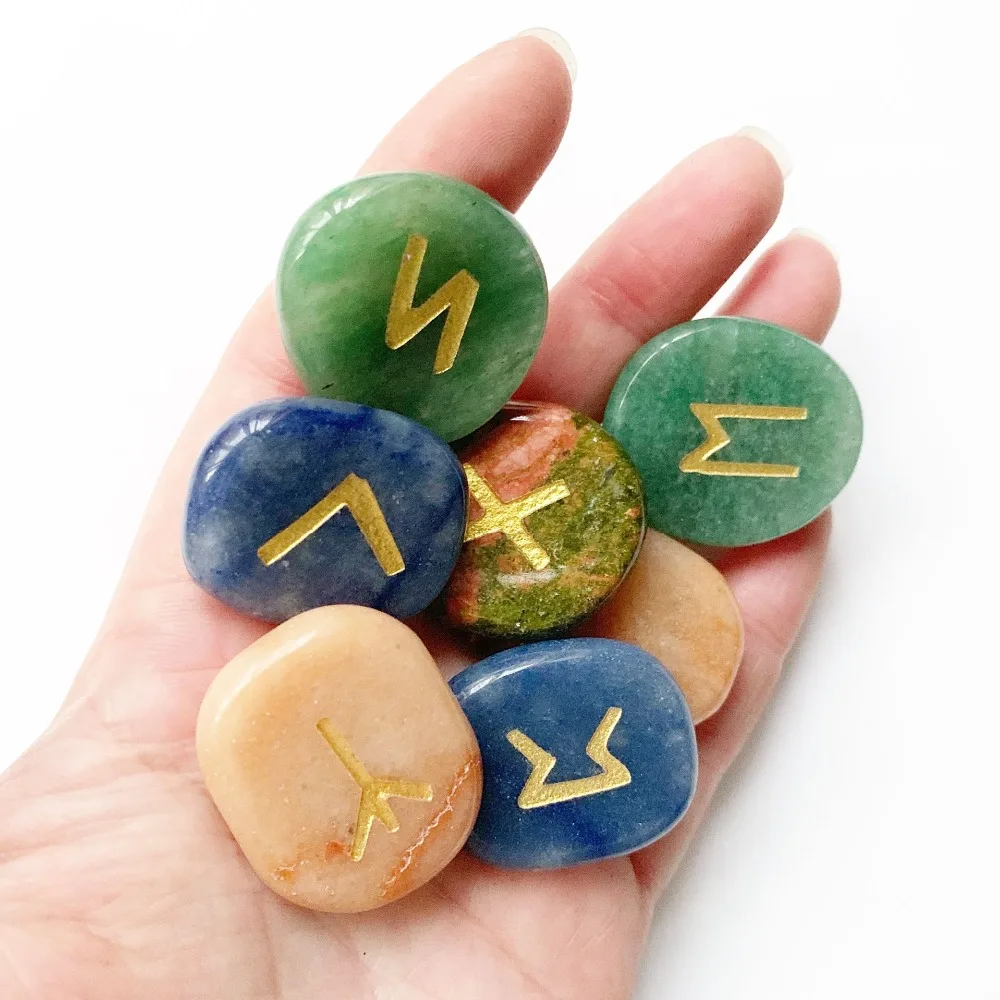 mixed stone runes symbols details