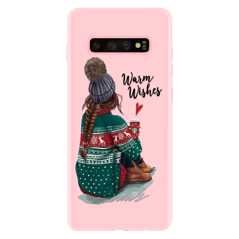 Рождество чёрный; коричневый волос для мам и дочек, чехол для Coque samsung Galaxy S8 S9 S10 S6 S7 Edge Plus S10e J5 J7 J4 J6 плюс чехол