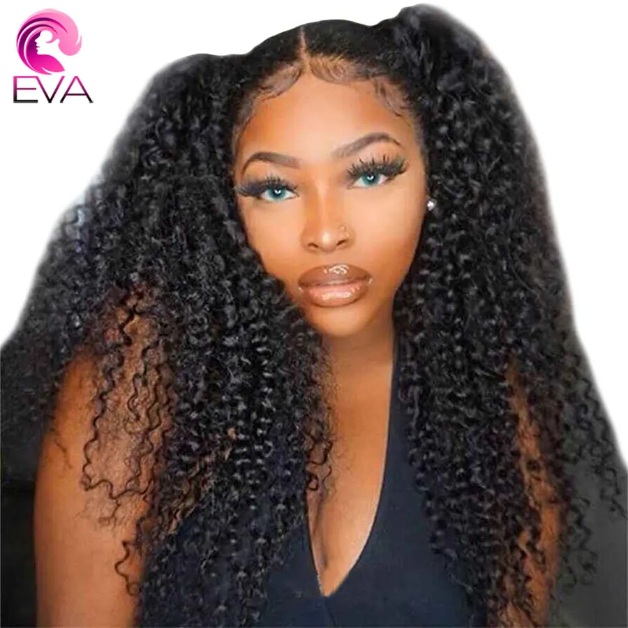

Eva Hair 13x6 Lace Front Human Hair Wigs Pre Plucked Glueless Kinky Curly Brazilian Remy Hair Wig With Baby Hair For Black Women