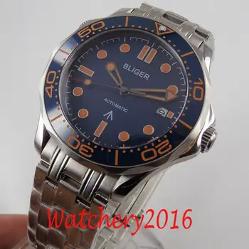 

41mm bliger Blue dial sapphire glass date ceramic bezel Automatic men's watch