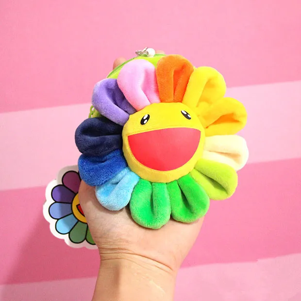 Takashi Murakami Kaikai Kiki разноцветная Маленькая подвеска-брошь с подсолнухом, Сумочка через плечо, удлиняемый кошелек