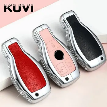 

Alloy Leather Car Key Cover For Mercedes Benz W203 W210 W211 W124 W202 W204 W212 W176 AMG Remote Case Car Decoration Accessories