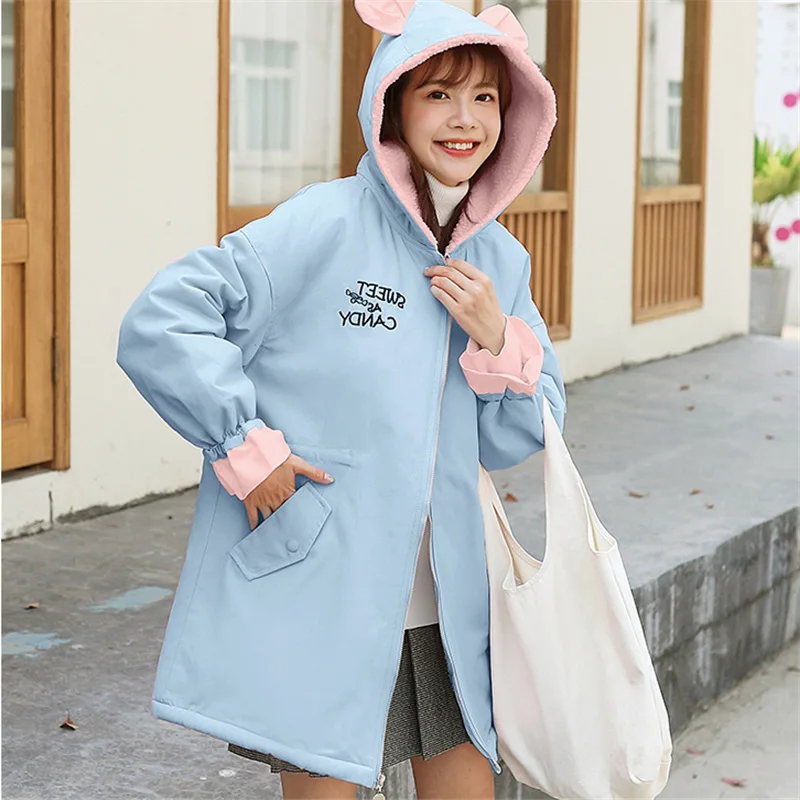 

Photo Shoot 2019 Winter New Style College Style Korean-style High Junior High School Students Mid-length GIRL'S Thick Cotton-pad