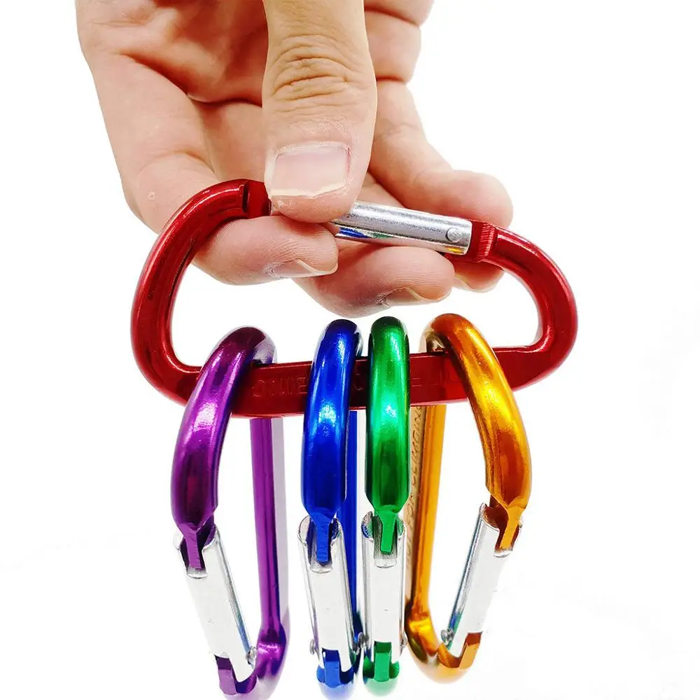 

5PCS Carabiner Keychain Aluminum D Shape Buckle Pack Spring Loaded For Camping T Carbine Carabiner For Keys Sport Acessiores