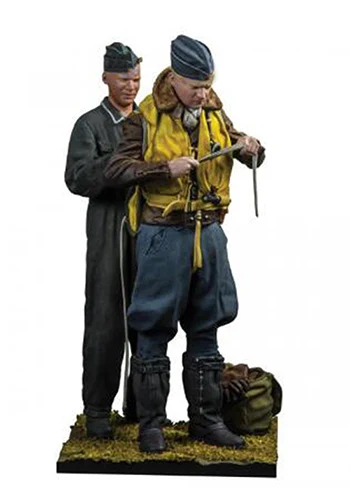 1/32 54 мм нецветная подставка 2 человек 1940 год(с основанием) игрушка модель из смолы миниатюрная фигурка из смолы Неокрашенная