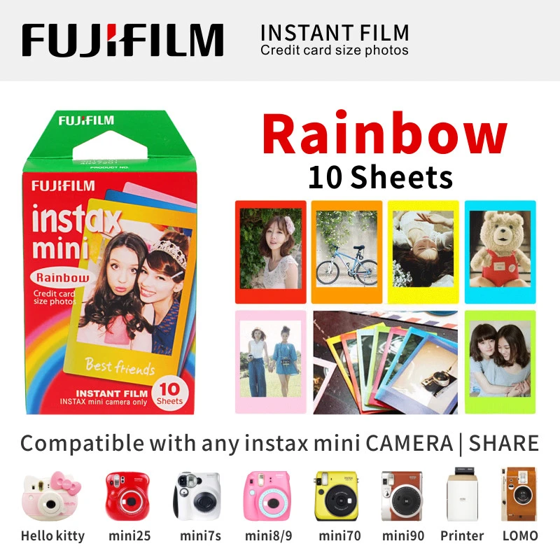 Fujifilm Fuji Instax Mini 9 8 полоса пленка 10 листов для 70 50s 7s 90 25 поделиться мгновенной камеры Радуга Макарон комикс - Цвет: Rainbow 10 Sheets