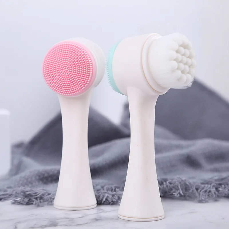 

Double Side Silicone Facial Cleanser Brush Portable 3D Face Cleaning Vibration Massage Face Washing Product Skin Care Tool