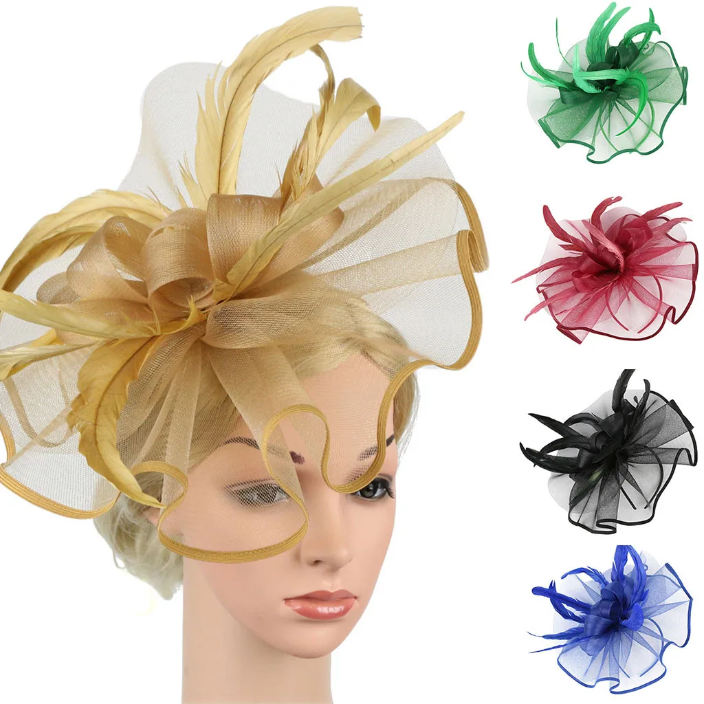 Аксессуары для волос, свадебные женские шляпы, вечерние шляпы с перьями, заколки для волос, аксессуары для волос, diademas para el pelo mujer