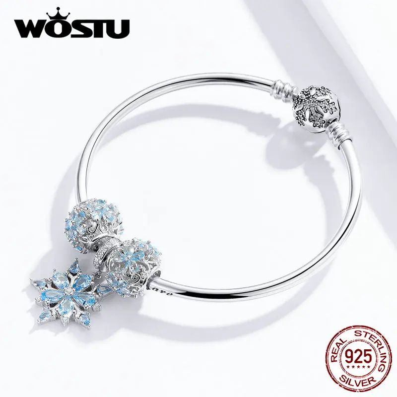 Preise WOSTU 100% Echt 925 Sterling Silber Weiß Schnee Perlen Charms Original Armband   Armreif Feine Schmuck Geschenk Für Frauen