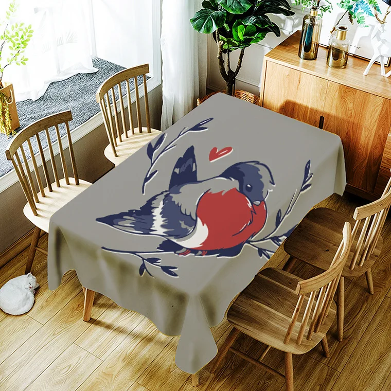 Маленькая скатерть с изображением птиц Водонепроницаемая Oilcloth прямоугольная кухонная скатерть кухонная Защитная скатерть Oilproof - Цвет: DW-383