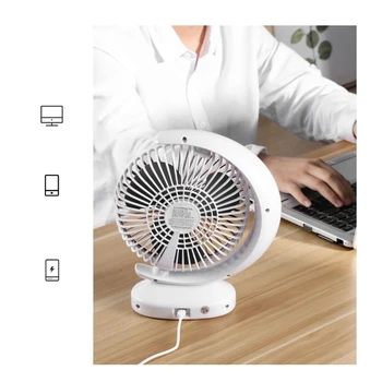 

Rechargeable Fan Desktop Electric Fan USB Mini Fan Quite 90°Adjustable Degree Fan Portable Fan-Silver