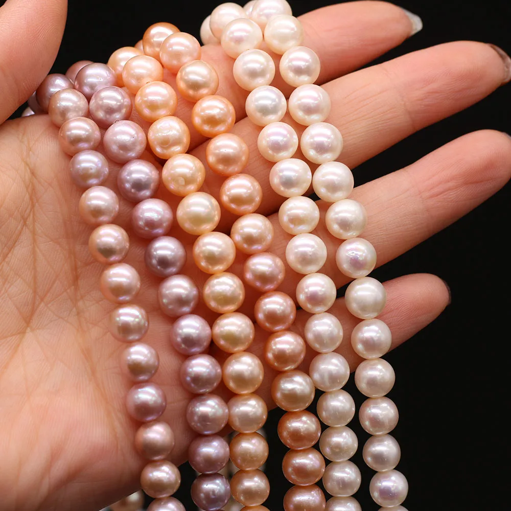 

100% Real Natural Freshwater Purple White Pearls Nearly round shape Beads 36 cm Strand 8-9mm For Jewelry Making Necklace