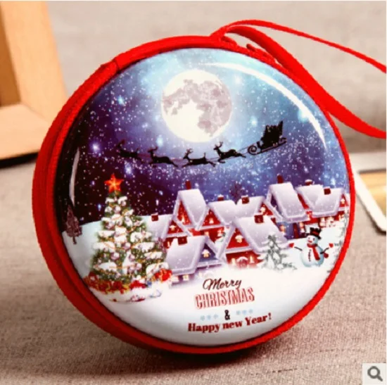 Merry Christmas Санта Клаус Снеговик Печатный оловянный мультфильм мини металлическая молния портмоне Подвески Сумка креативные Наушники пакет сумка