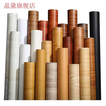 

Wallpaper Self-Adhesive Waterproof Wallpaper Decoration Wood Grain Sticker Wardrobe Cabinet Table Old Door Imitated Wood Fur