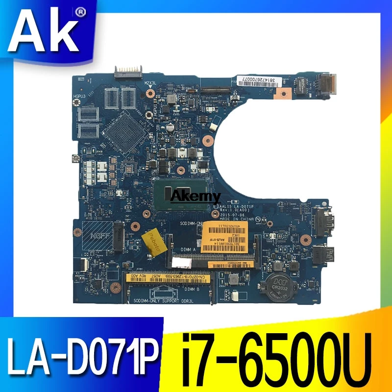 

CN-0RV4XN RV4XN I7-6500U FOR Dell INSPIRON 15 5559 Laptop Motherboard AAL15 LA-D071P REV:1.0(A00) mainboard