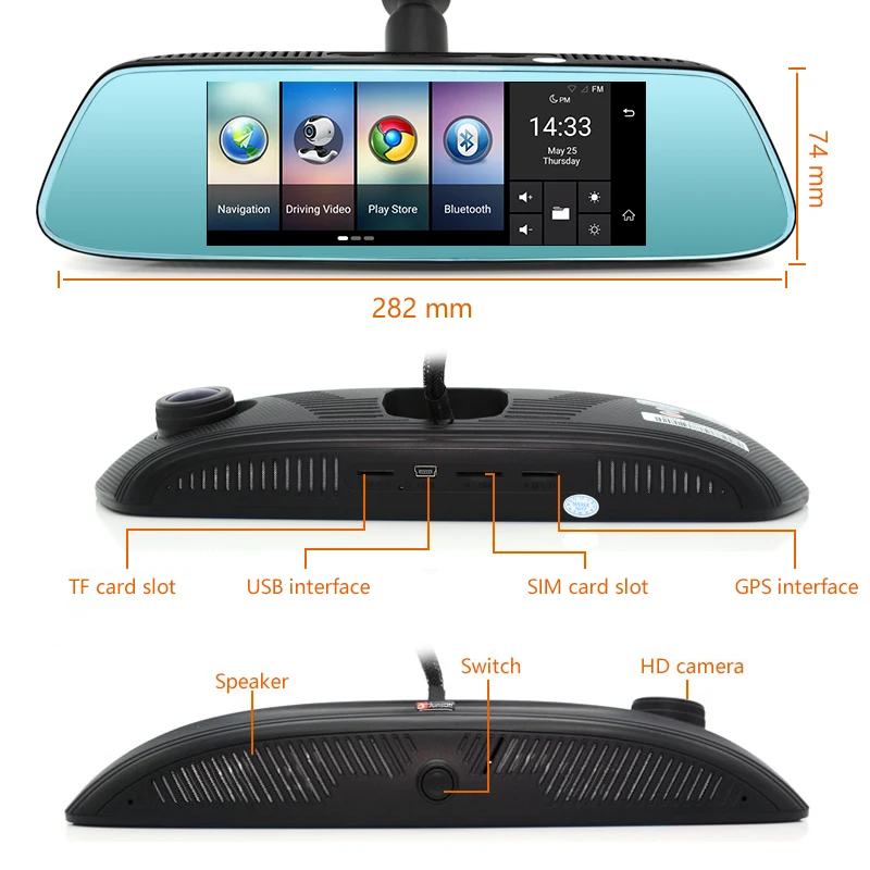 Anfilite 7 дюймов автомобиля зеркало заднего вида DVR 4 г ADAS Android gps навигации Full HD 1080P Dash Камера WiFi контрольный Автомобильный видеорегистратор
