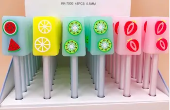 

creative fruit Popsicle gel pen cute cartoon neutral pen student prize pen office black writing pen promotion gift pen 48pc/lot