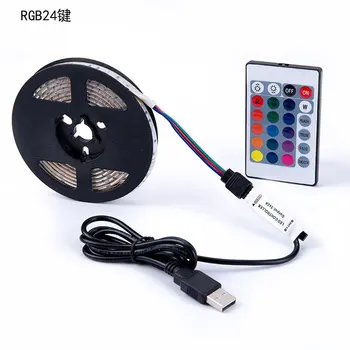 

DC 5V LED Strip 24Key RGB USB Cable Power Flexible Light Lamp 1M 2M 3M 4M 5M SMD 2835 Desk Screen Tape TV Background Lighting