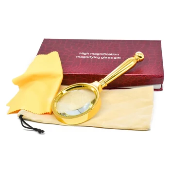 

10X Portable Handheld Magnifying Glass 60mm 70mm Retro Handle Magnifier Eye Loupe Aid Reading Accessories For Seniors Glass