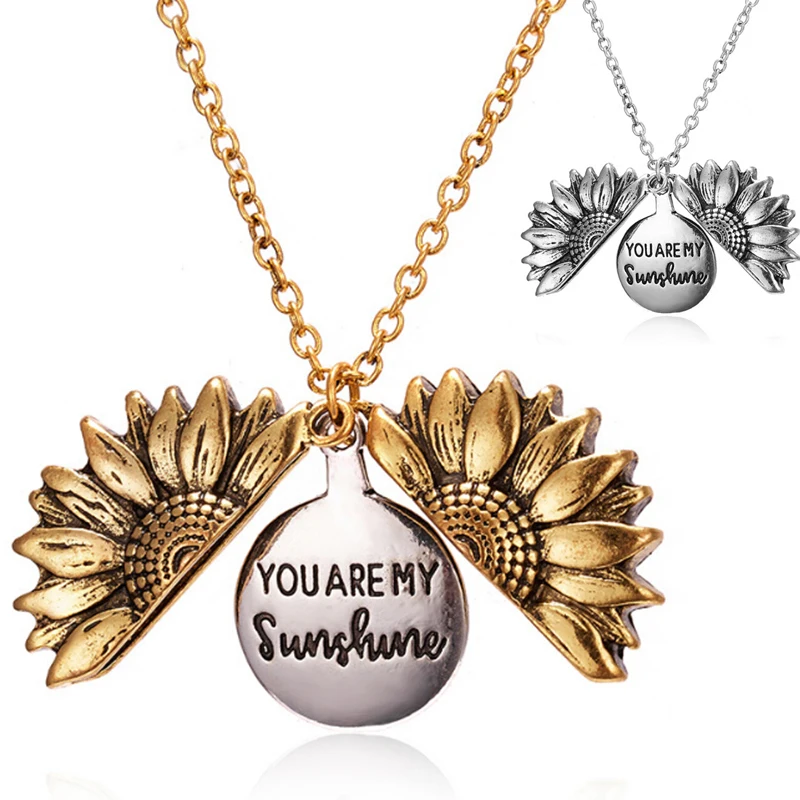 Bohemia Sunflower Pendant Necklace For Women Double-layer Metal Round Open Long Chain Necklace Party Wedding Jewelry Fashion