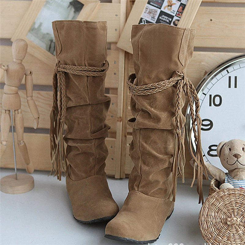 Женские ботинки на нескользящей платформе; большие размеры; Botas Mujer Nieve; зимняя винтажная мотоциклетная обувь для женщин; 6#5 - Цвет: YE