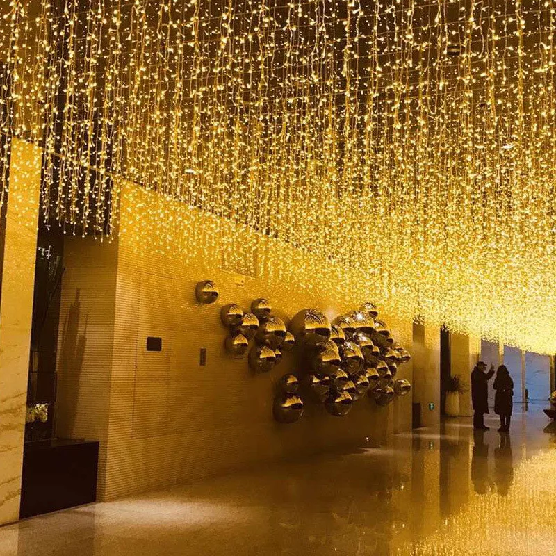 

Christmas Lights Outdoor Decoration 4m 8m 16m 20m Droop 0.6m Led Curtain Icicle String Lights New Year Garland Led Fairy Lights