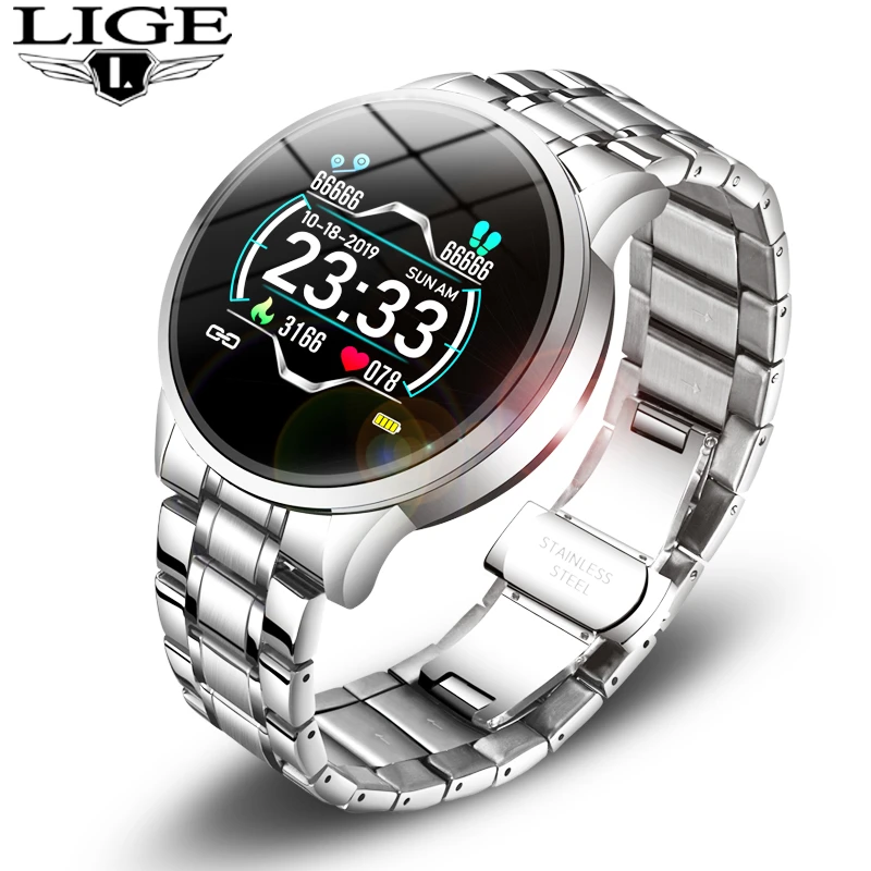 LIGE-Reloj inteligente unisex, accesorio de pulsera moderno resistente al agua con seguimiento de actividad deportiva, control de la presión arterial y ritmo cardíaco, compatible con sistema Android e iOS