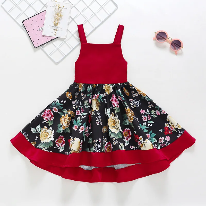 

INS Hot Selling Childrenswear Europe And America Cross Border for 2019 Summer Girls Then Fight Printing Slip Dress Dovetail Skir