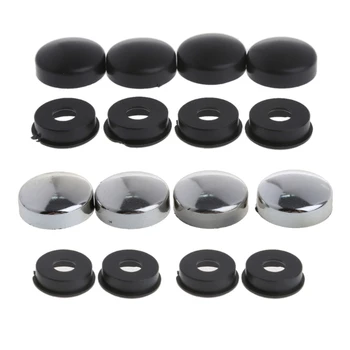 

8 Pcs ABS Chrome License Plate Frame Screw Nut Caps+Bolt Cover Set For Car Truck