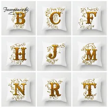 Fuwatacchi手紙英語アルファベットクッションカバーゴールド花枕カバーホームリビングルームの装飾のため枕 45 センチメートル * 45 センチメートル(China)