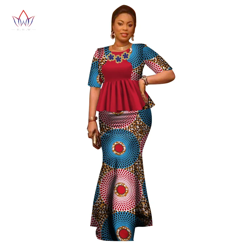 Летнее женское платье, традиционное Африканское традиционное женское платье, комплект из 2 предметов, одежда на заказ, топы+ горячая Распродажа юбок BRW WY2666 - Цвет: 5