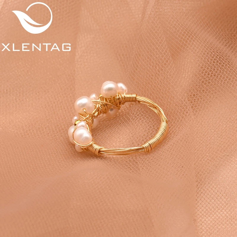 XlentAg оригинальные кольца из пресноводного барокко с белым жемчугом для женщин