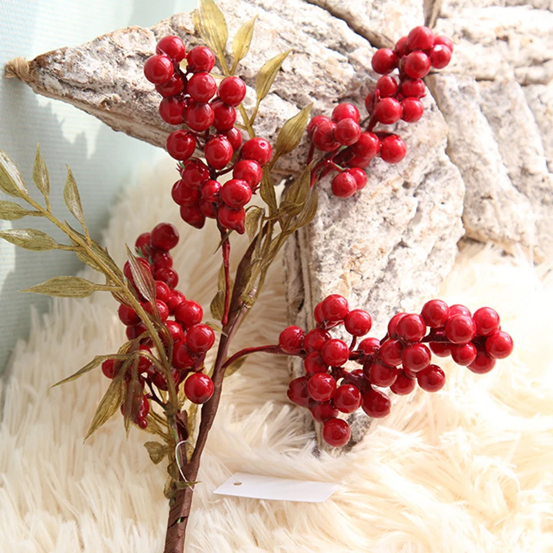 1 Pcs Artificial Berry Green Bean Foam Flowers Home Decor Small Fake Flowers Fruit Branch Decoration Accessories Fake Floral