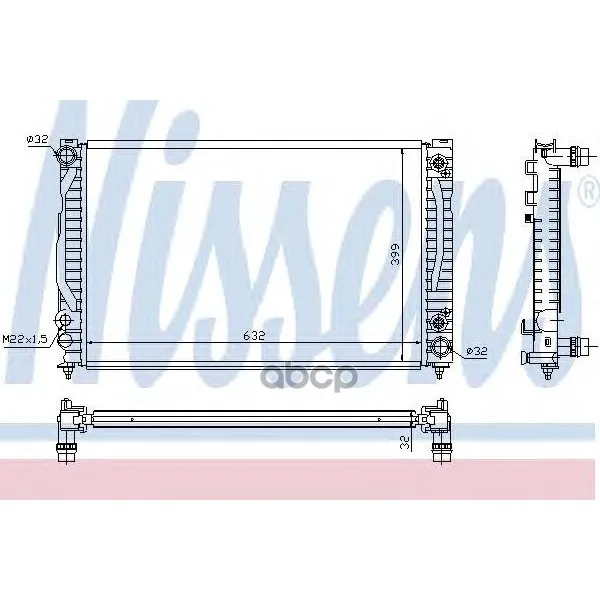 Радиатор Audi A4/A6 2.4-2.8/2.5td A/T 97-06 Nissens 60498 Nissens арт. 60498