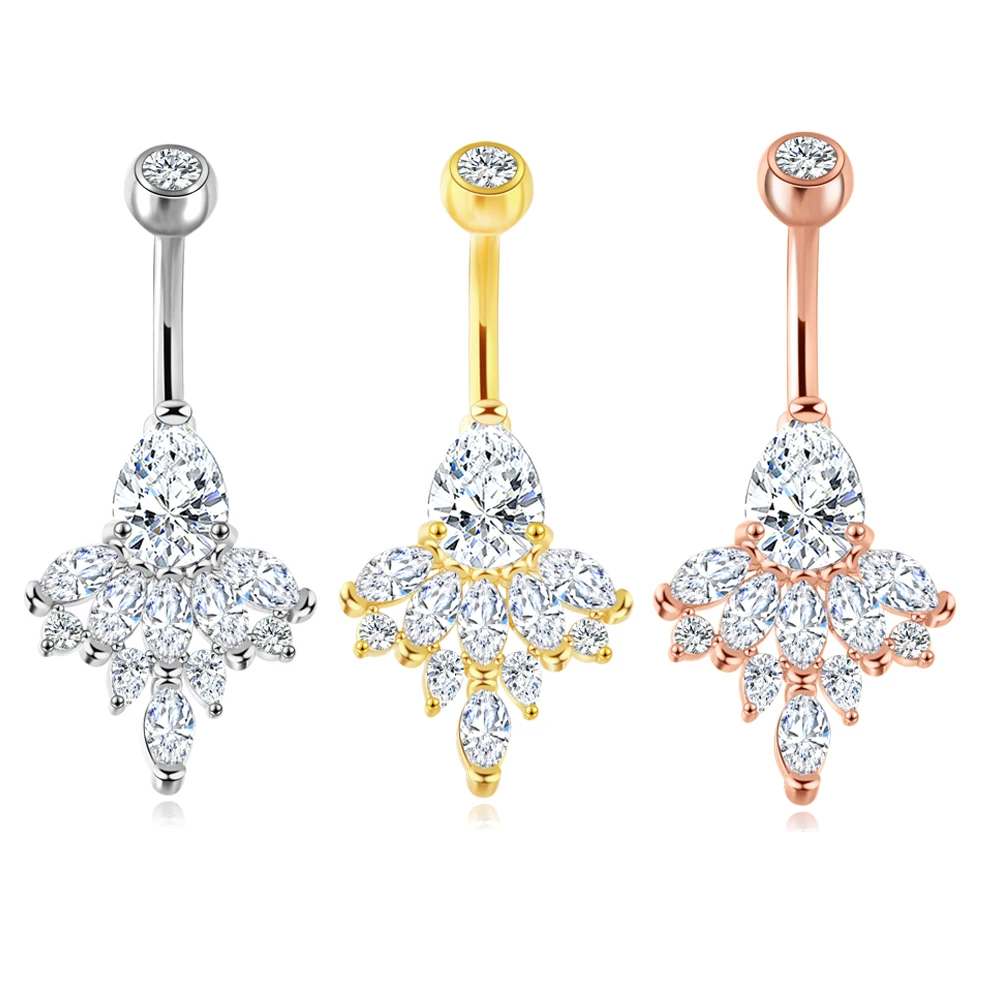 

JUNLOWPY Stainless Steel Gem Navel Piercings Belly Button Rings Navel Piercing Ombligo Piercing Belly Button Sexy Body Jewelry