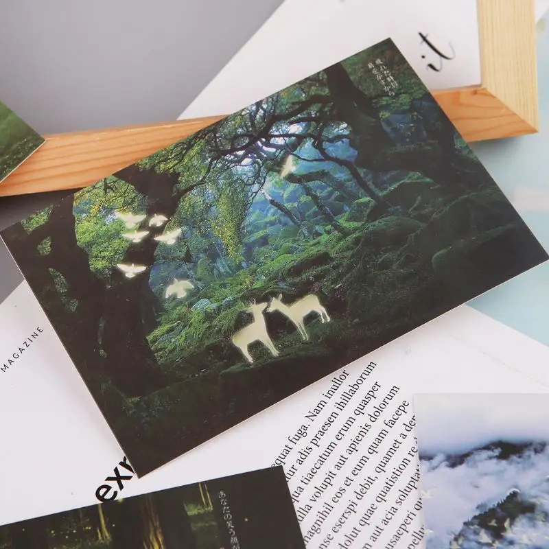 30pcs Vintage Luminous Postcard Glow In The Dark Moon Light Greeting Post Card Novelty Xmas Greeting Cards Gift