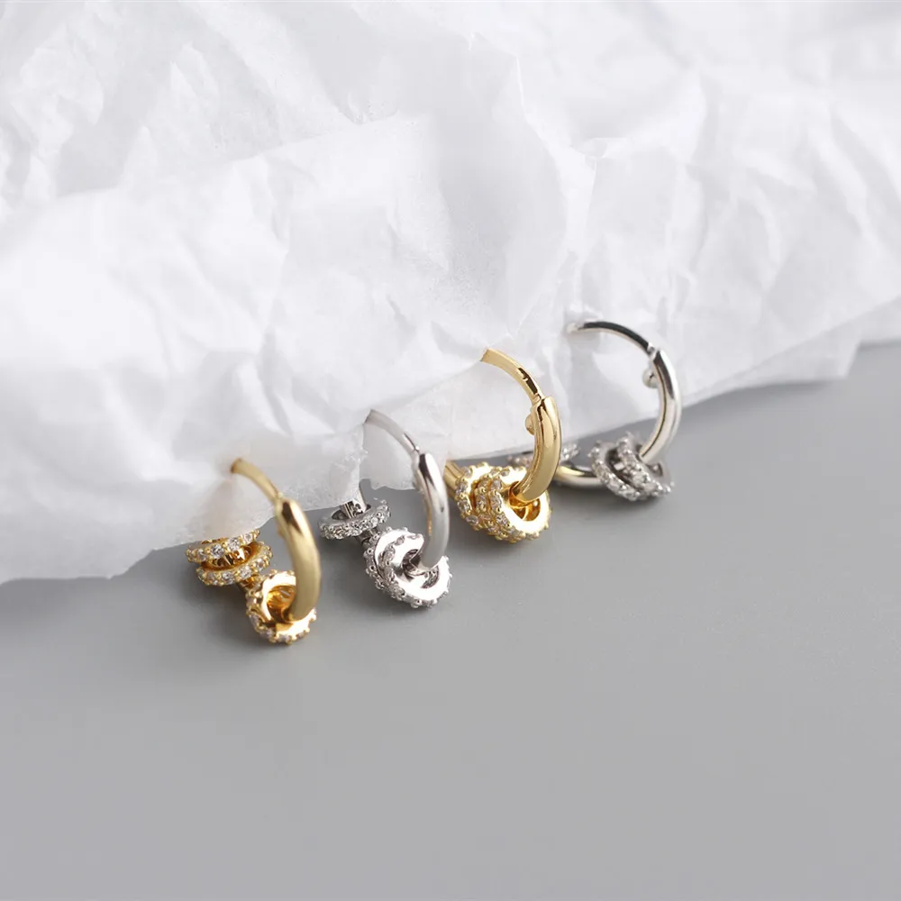 Small Circle Rhinestone Earrings Women Unique Design Fashion - Image 3