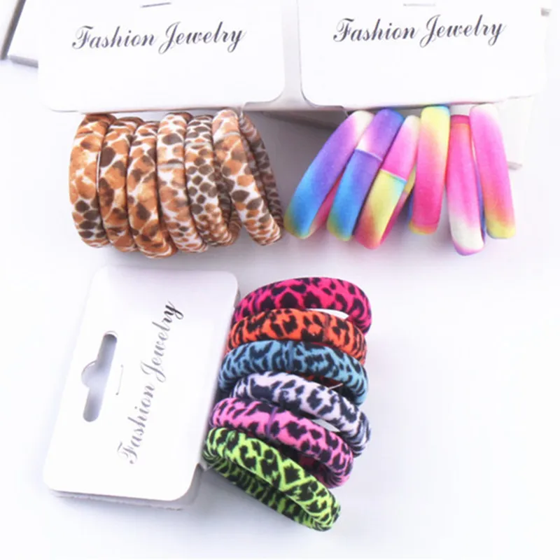 6Pcs/Set High Elasticity Printed Scrunchie Women Girls Children Elastic Hair Rubber Bands Accessories Tie Hair Rope Ring Holder