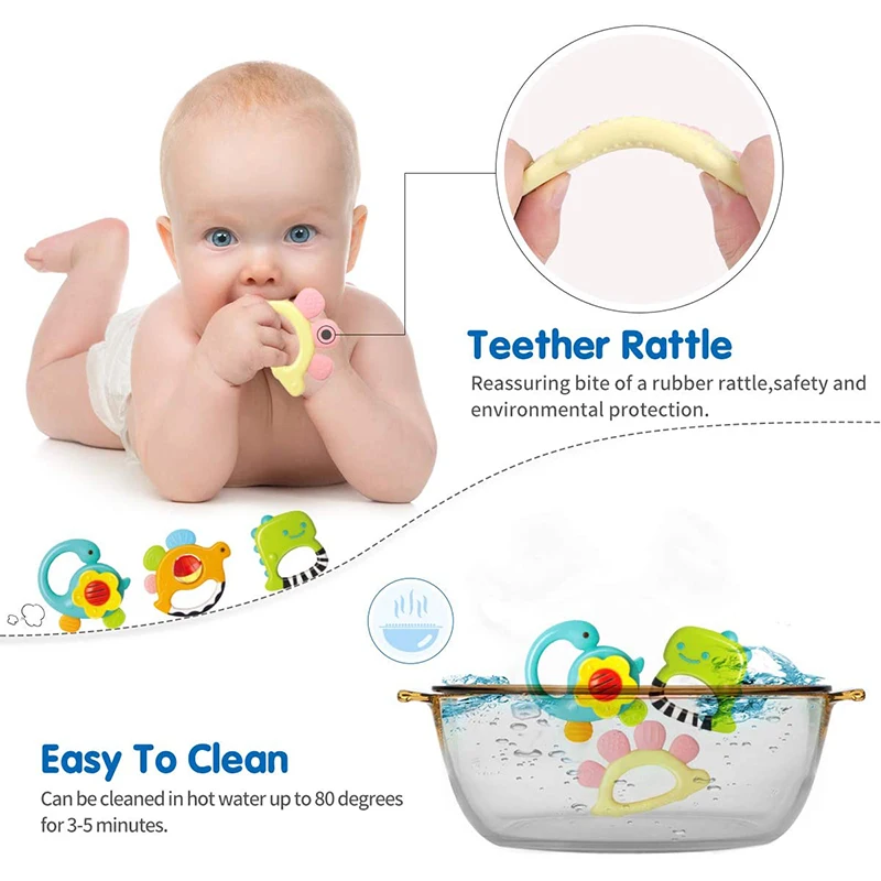 3Pcs Baby Rattles Early Educational Toys for 3 9 12 Month Baby Infant 6