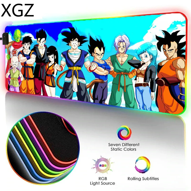 

XGZ Animation Mouse Pad Dragon Ball RGB Large Mousepad XXL Custom LED Luminous Color Lighting Computer Notebook Gaming Mouse Pad