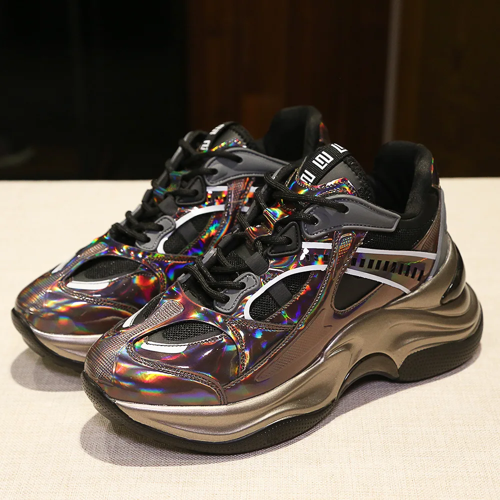 Новые женские кроссовки с блестками модная спортивная обувь для девушек