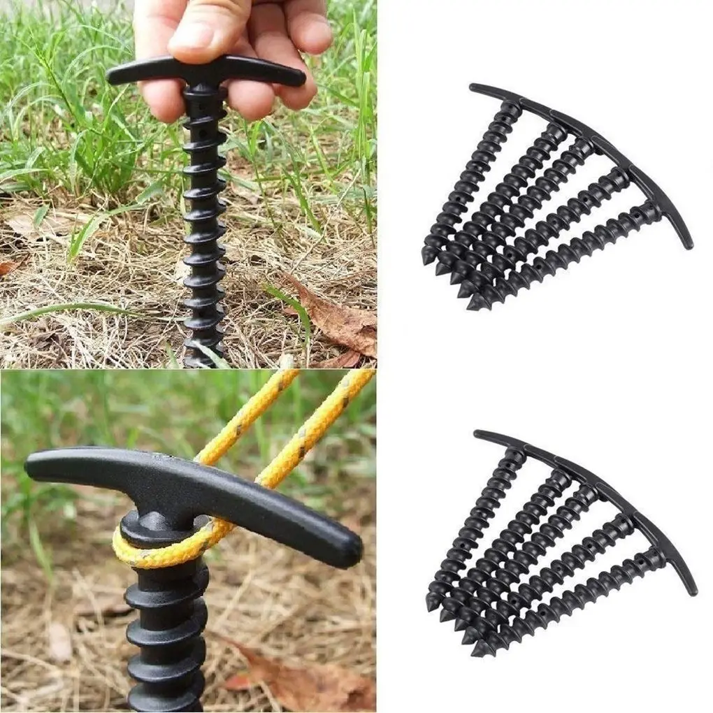 

10pcs Outdoor Lightweight Plastic Nails Snow Muddy Ground Spiral Screws Camping Tent Peg Strake