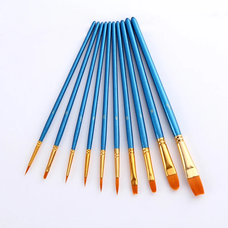 

1 Set 10 Styles Nail Art Line Flower Painting Coating Shaping Flat Fan Angle Brush Acrylic UV Extension Builder Drawing Pen