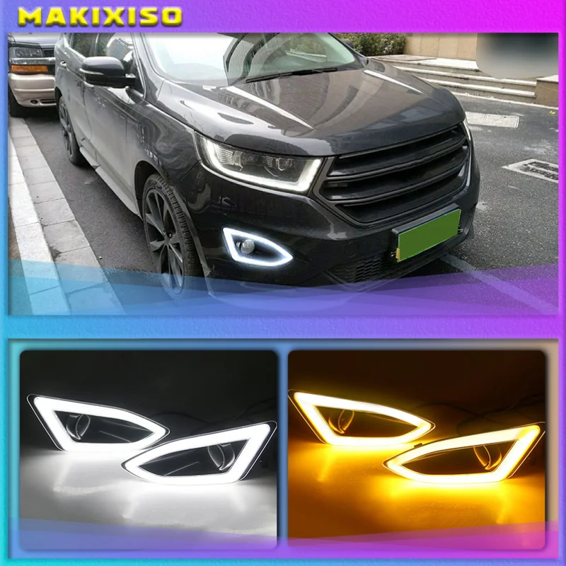 

Светодиодный дневные ходовые устройства для Ford EDGE 2015 2016 2017 2018, водонепроницаемые Автомобильные противотуманные фары ABS 12 В, украшение с функцией диммера