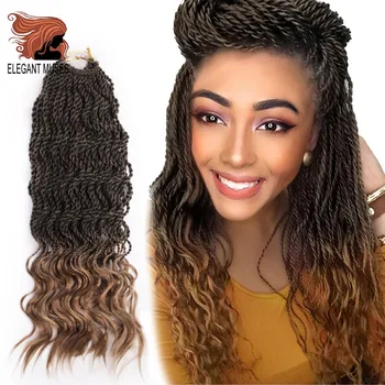 

ELEGANT MUSES Curly Senegalese Twists Crochet Braids 16inch Synthetic crochet hair extensions braid 35strands