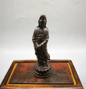China archaize brass Guanyin bodhisattva small crafts statue