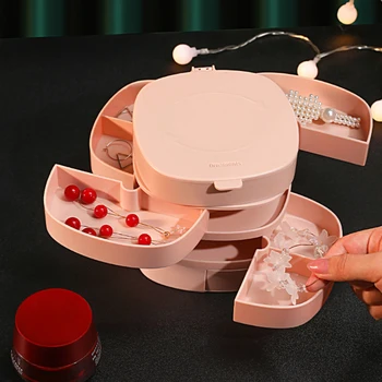 

Plastic Rotating Jewelry Storage Box Storage Organizer Large Capacity Multi-layer Sorting Drawer Design Small Trinkets Container