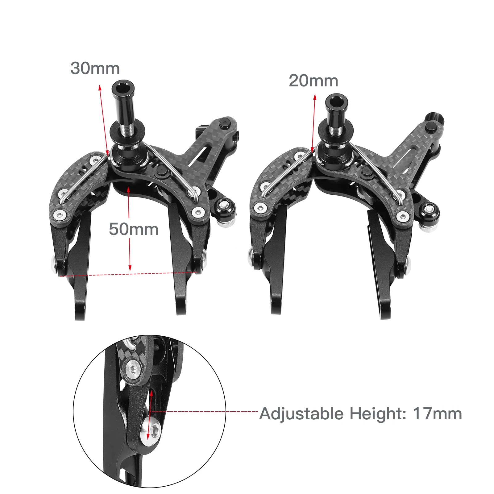2 Pcs Carbon Fiber Bicycle C Brake Caliper Front & Rear Mountain Bike
