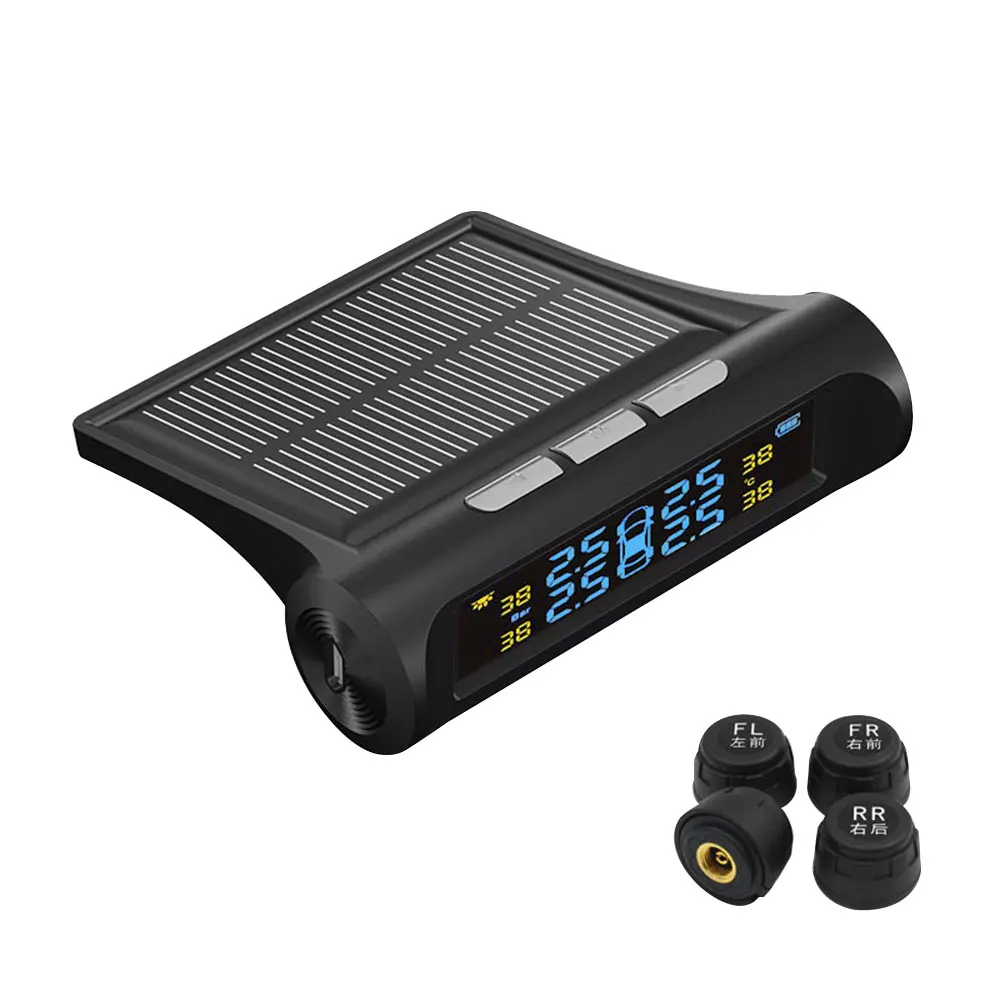 433,92 МГц 4 внешних датчика шин USB солнечная зарядка автомобиля TPMS система контроля давления в шинах HD цифровой дисплей Авто Alar