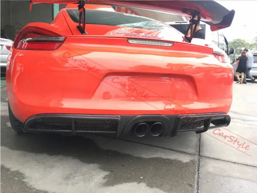Cayman 981 GT4 из углеродного волокна, Автомобильный задний бампер, спойлер, диффузор, задний губ для Porsche Cayman 981 GT4 Boxster 2013